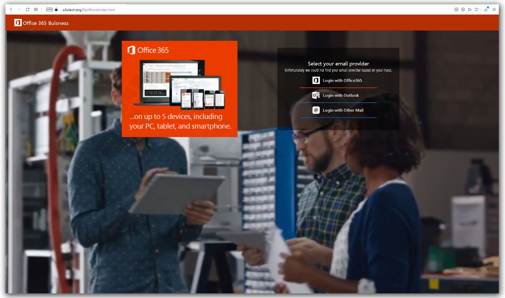 Spreparowana strona uslugi Office 365