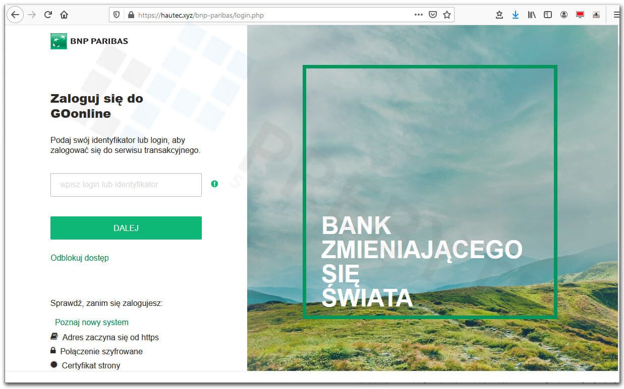 Logowanie do bankowości BNP Parbias