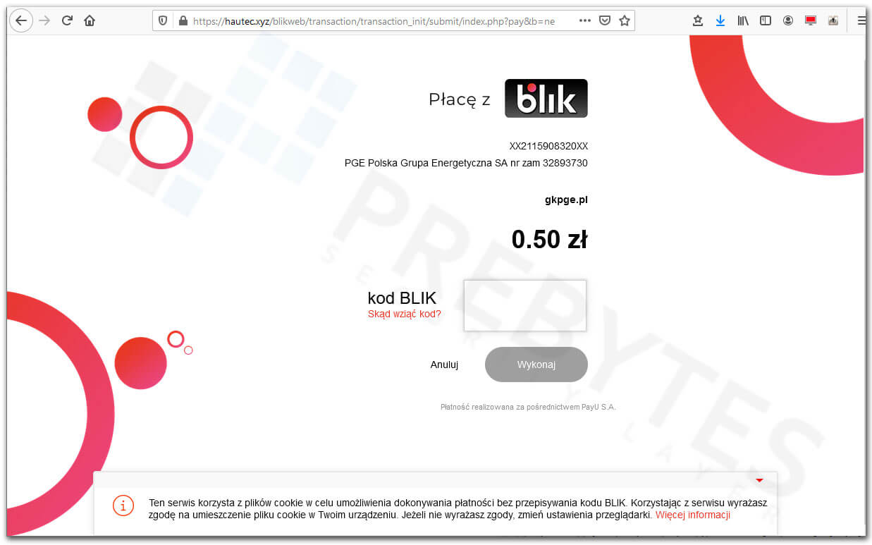 Płatność BLIK - potwierdzenie płatności