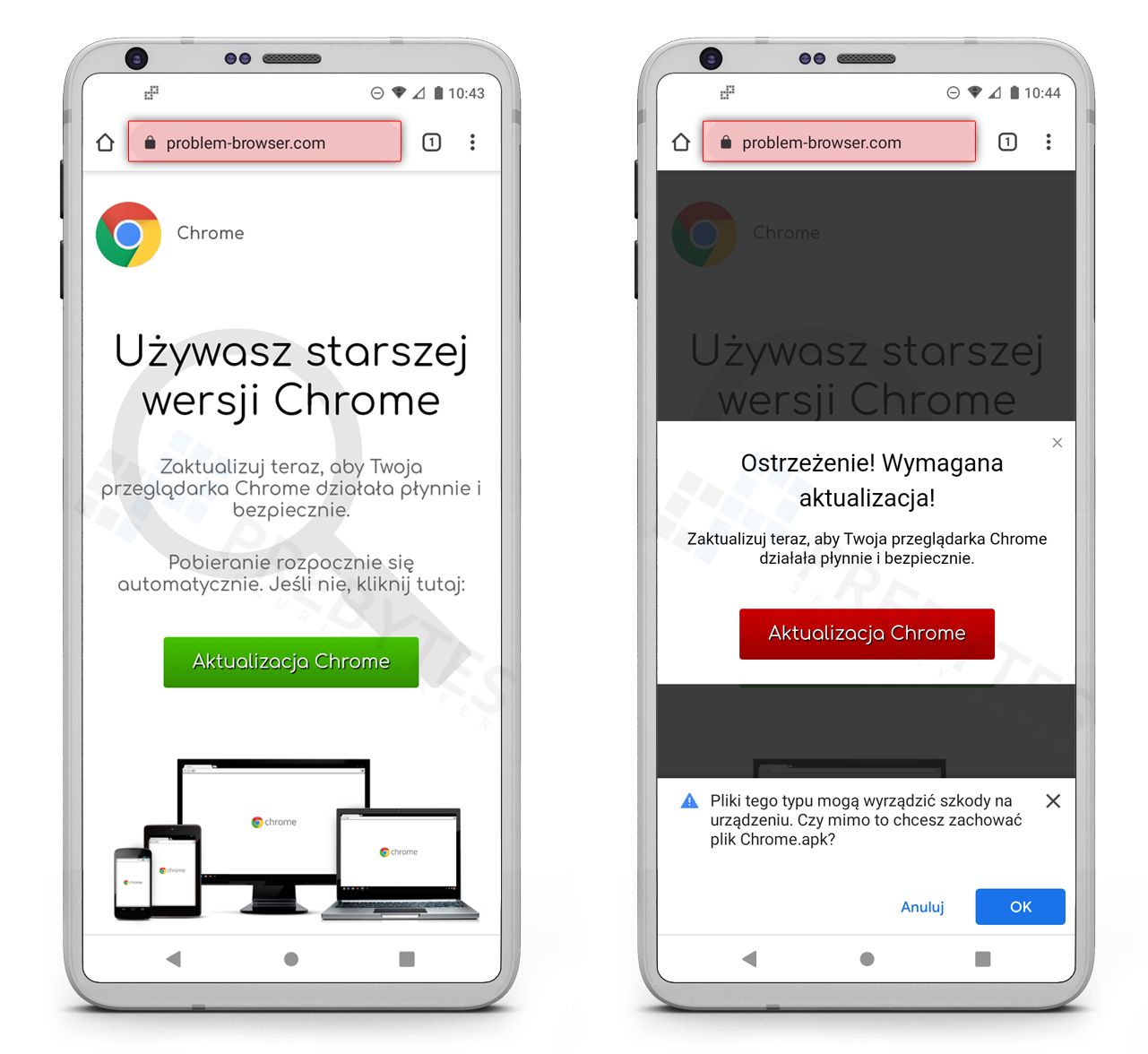 Fałszywa aktualizacja Google Chrome