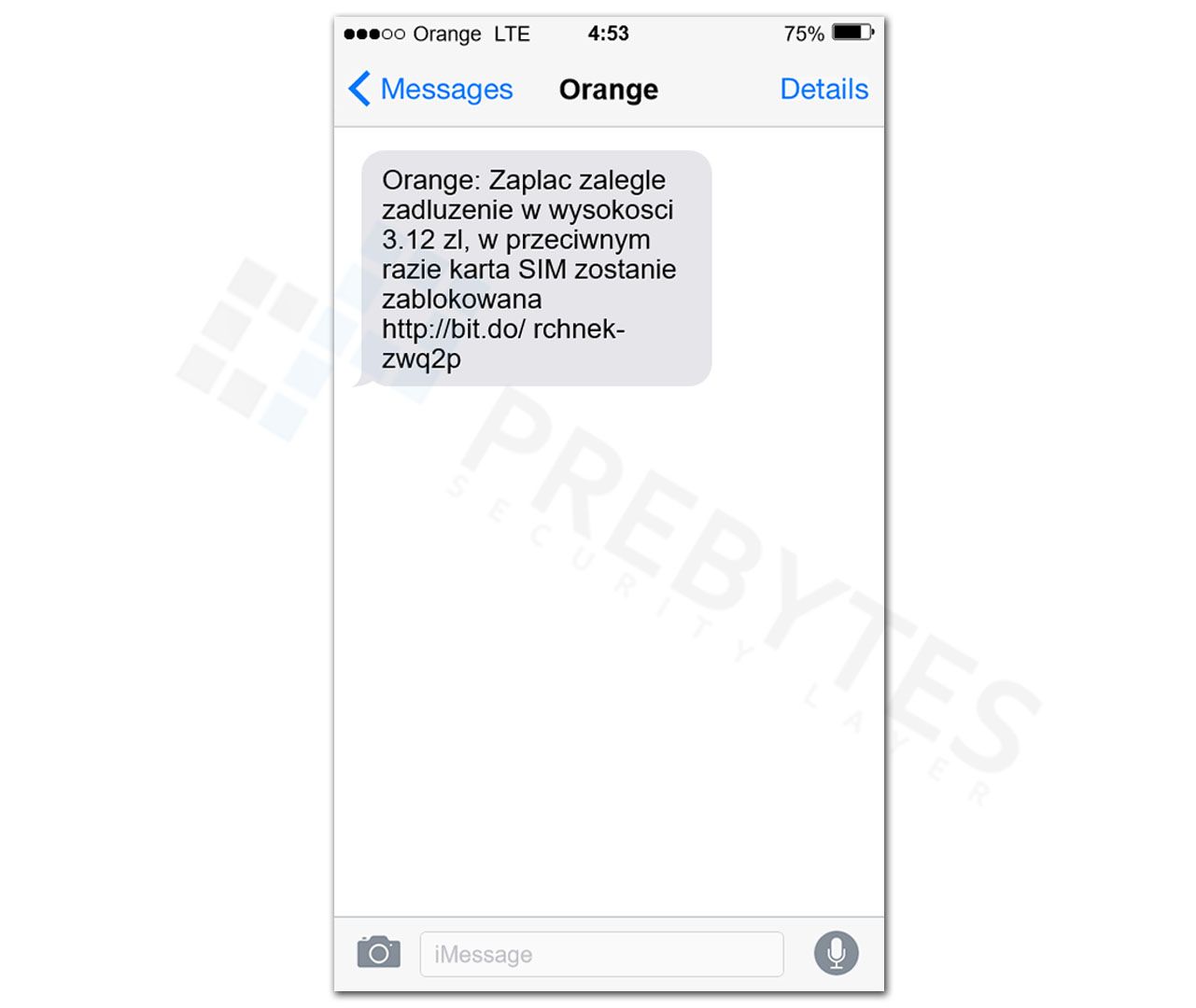 Wiadomość SMS od Orange