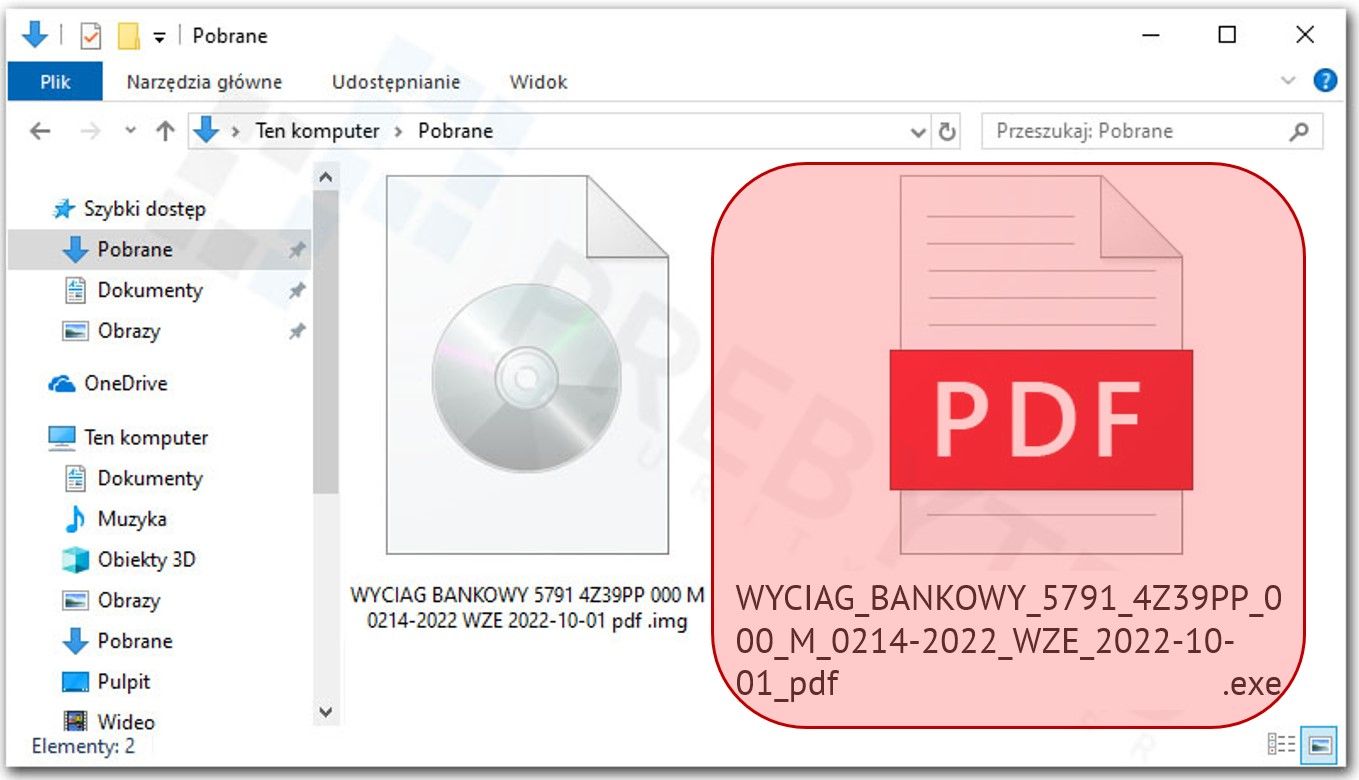 Wyciąg bankowy exe - podświetlona nazwa