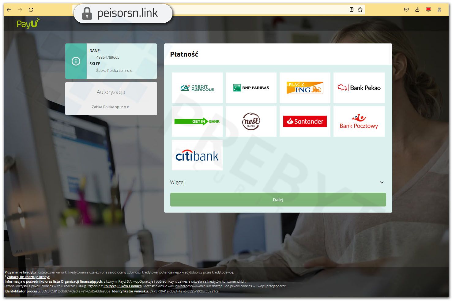Fałszywa strona PayU