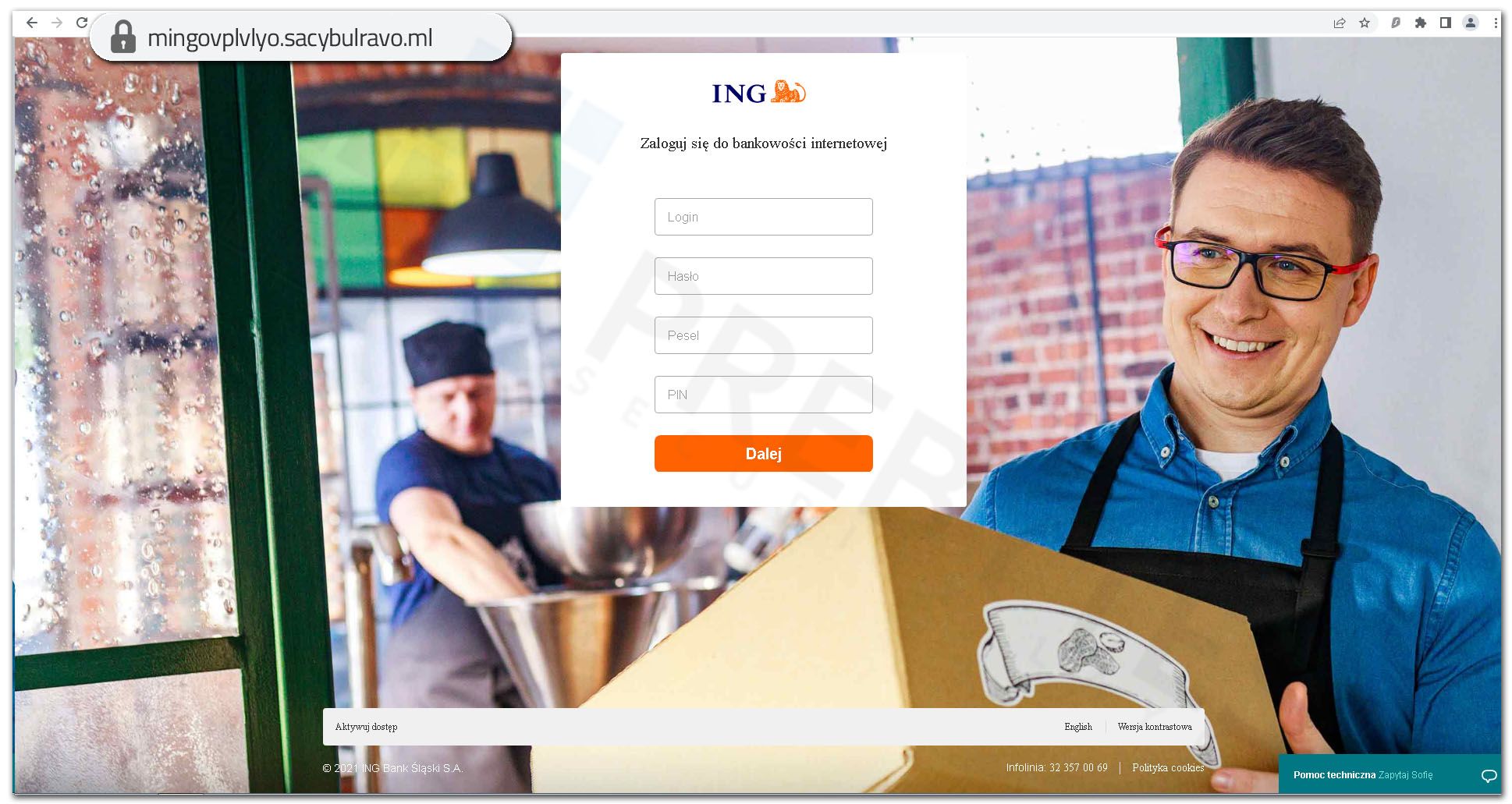 Strona phishing ING Bank