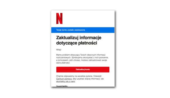 Fałszywy email od Netflix